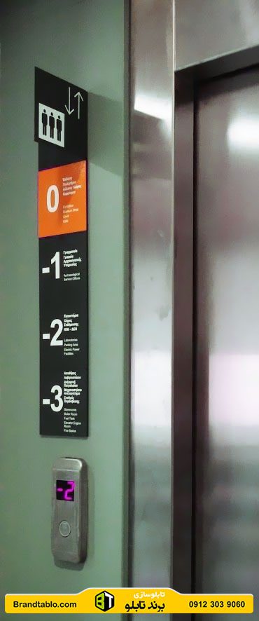 تابلو راهنمای طبقات کنار آسانسور