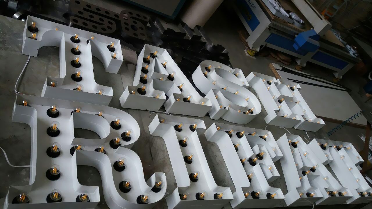 حروف فلزی رنگ رنگ استاتیک (لاس وگاسی) لامپ فلامینتی